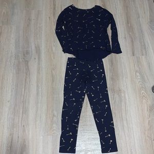 Old Navy navy blue gold arrow print long sleeve pants pajama set